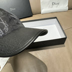 Dior monogram baseball cap, side view with embossed pattern and curved brim
