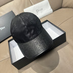 Dior monogram baseball cap, black with curved brim and stitched front panel