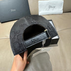 Dior monogram baseball cap, interior view with adjustable strap and attached tags