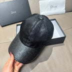 Dior monogram baseball cap, black with curved brim and raised crown stitching