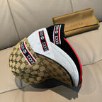 Gucci baseball cap showing interior lining with white headband and red edge trim.