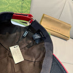 Black Gucci cap interior with fabric lining and red adjustment strap