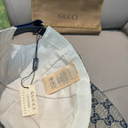 Gucci cap interior with fabric tags and care label near the brim