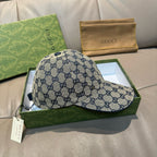 Gucci GG monogram baseball cap in blue with curved brim