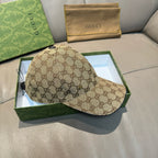 Gucci GG monogram baseball cap in brown with curved brim and front logo pattern