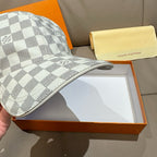 Louis Vuitton damier check cap brim view, light gray and white