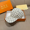Louis Vuitton damier check baseball cap in light gray and white, curved brim