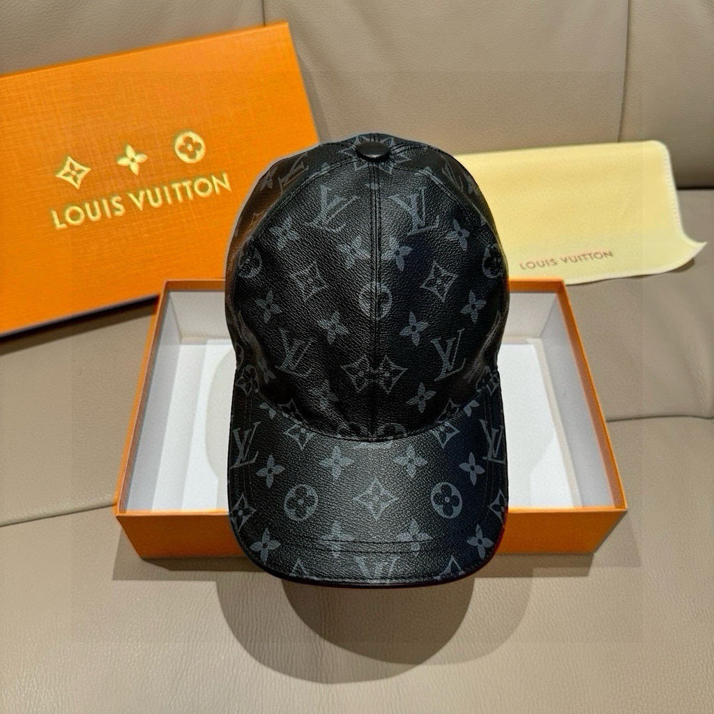 Louis Vuitton monogram baseball cap in dark gray with curved brim