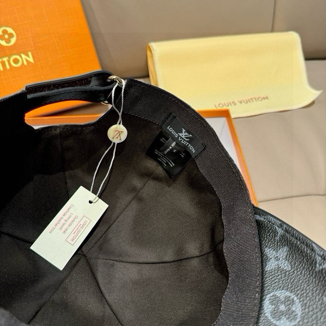 Louis Vuitton monogram baseball cap, dark gray interior and adjustable strap