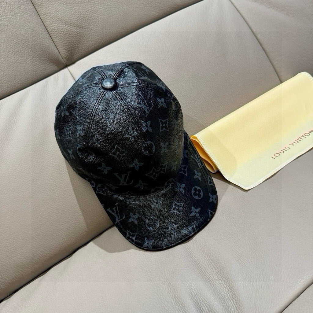 Louis Vuitton monogram baseball cap, dark gray with domed crown and round top button