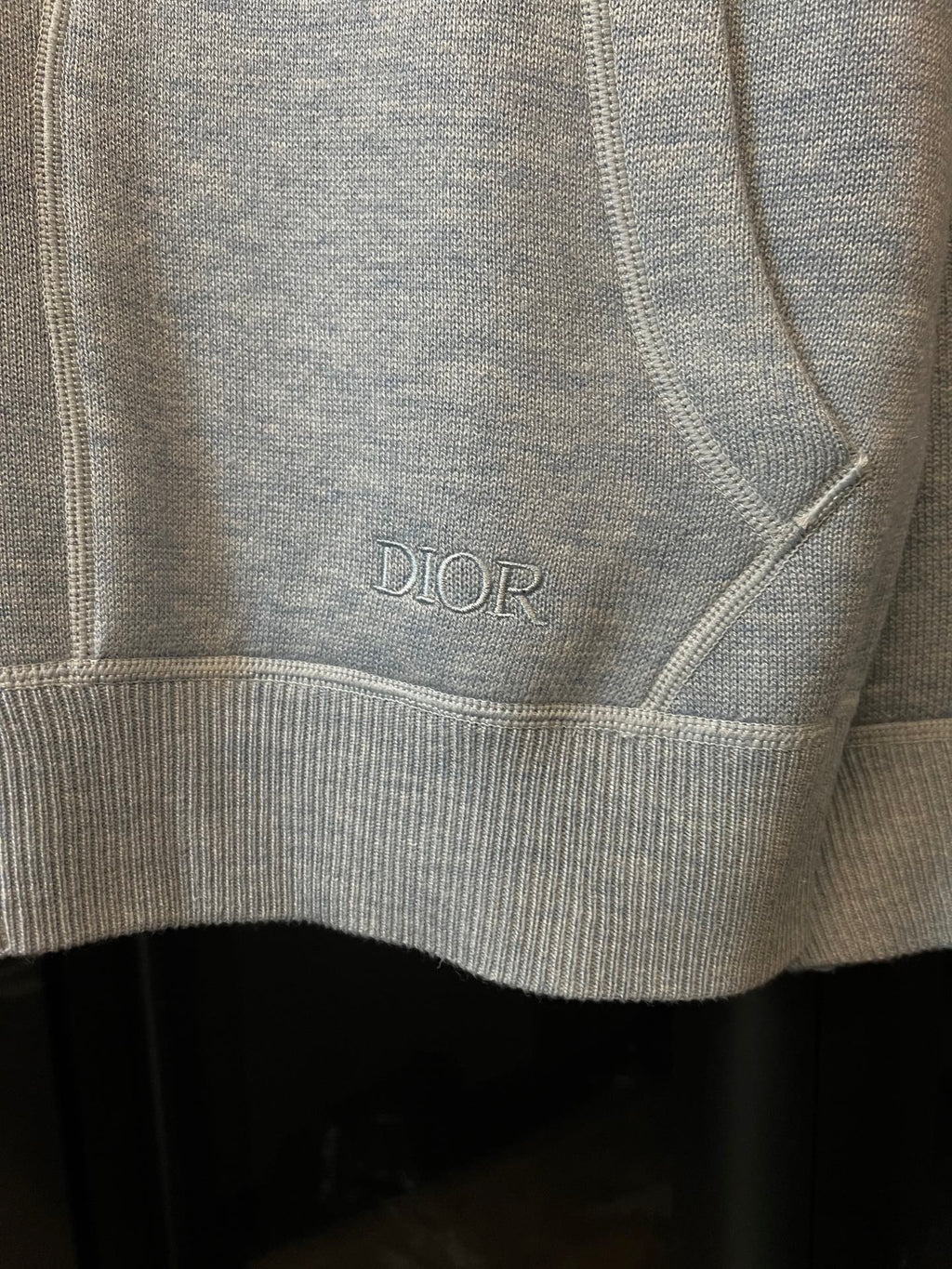 Light gray zip-up hoodie with DIOR logo on inner front chest area
