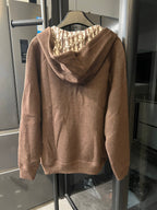 Dior brown zip-up hoodie with hood and kangaroo pocket