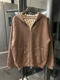 Dior brown zip-up hoodie with hood and front zipper