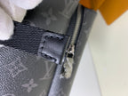 Louis Vuitton monogram bag strap buckle detail with metal hardware