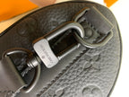 Louis Vuitton bag strap and rings with stitched detail on textured dark leather