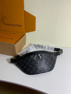 Louis Vuitton black monogram belt bag with adjustable shoulder strap