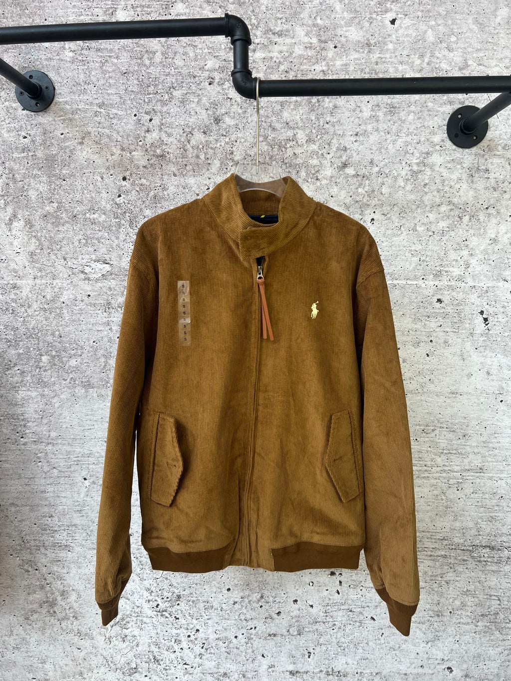 Ralph Lauren corduroy jacket, brown zip-up with stand collar and two front pockets