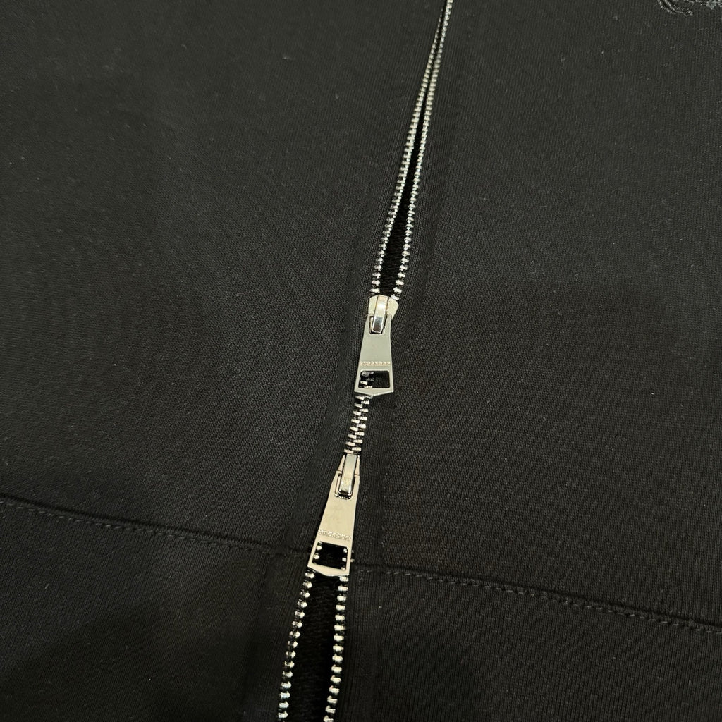 Black jacket zipper with metal pull