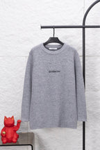 Gray knit sweater with GIVENCHY logo text on chest