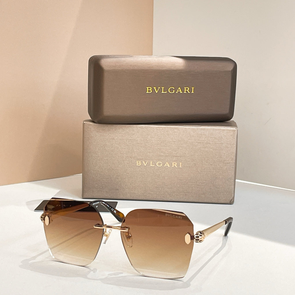 Bvlgari oversized sunglasses with amber-brown gradient lenses and black frame
