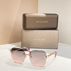 Bvlgari oversized sunglasses with blush gradient lenses and black frame, pink temples
