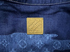 Louis Vuitton denim shirt square yellow brand patch on blue fabric