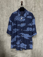 Louis Vuitton short-sleeve denim shirt in dark blue with allover light-blue pattern