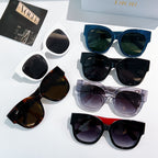 Assorted sunglasses (5 pairs) in blue, black, tortoise, purple, and white with Dior logos