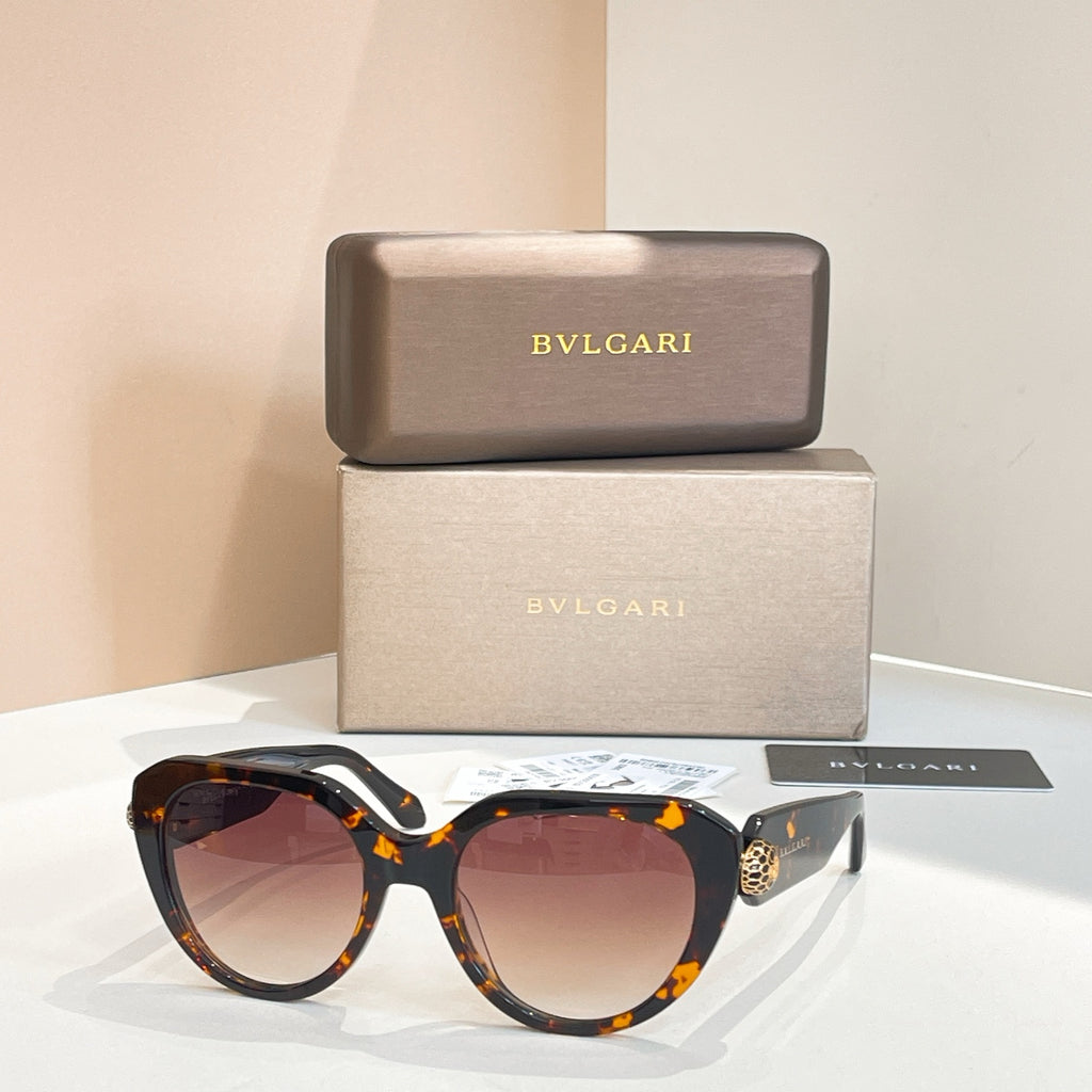 Bvlgari round sunglasses with brown lenses and dark tortoiseshell frames