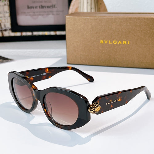 Bvlgari sunglasses with dark tortoiseshell frame and brown gradient lenses