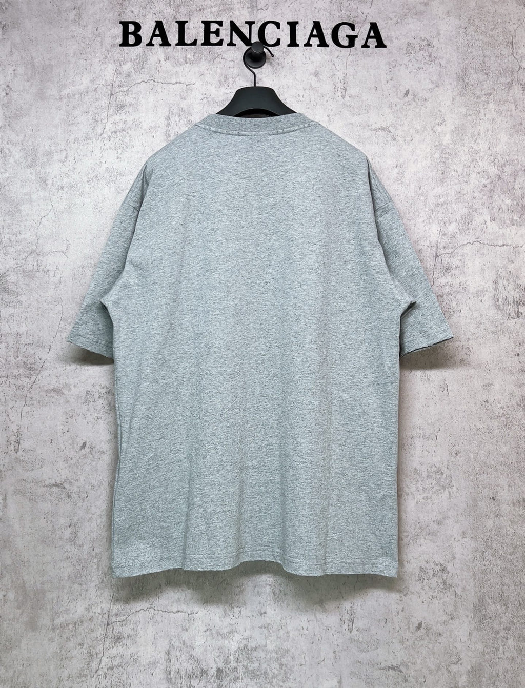 Balenciaga heather gray T-shirt, back view with crew neckline