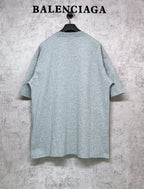 Balenciaga heather gray T-shirt, back view with crew neckline