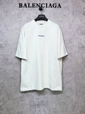White short-sleeve T-shirt with BALENCIAGA chest logo, crew neck.