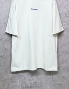 White T-shirt with BALENCIAGA chest logo, short sleeves, crew neck.