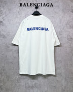 White short-sleeve T-shirt with BALENCIAGA back logo, crew neck.