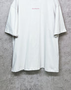 White short-sleeve crewneck T-shirt with small chest logo and straight hem
