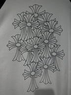 Floral bouquet line-art graphic on white raglan shirt