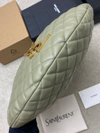 Sage green quilted hobo bag with gold YSL clasp hardware