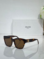 Celine sunglasses with tortoise-brown frames and dark lenses, front angle