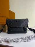 Louis Vuitton monogram crossbody bag with flap, front buckle, and adjustable strap