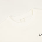 Cream crewneck collar with ribbed neckline trim