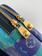 Louis Vuitton multicolor monogram crossbody bag detail of dual zipper pulls and hardware