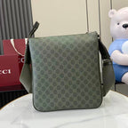Gucci GG canvas shoulder bag with front zip pocket and top handle