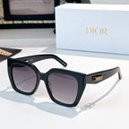 DIOR sunglasses with black square frames and dark purple tinted lenses