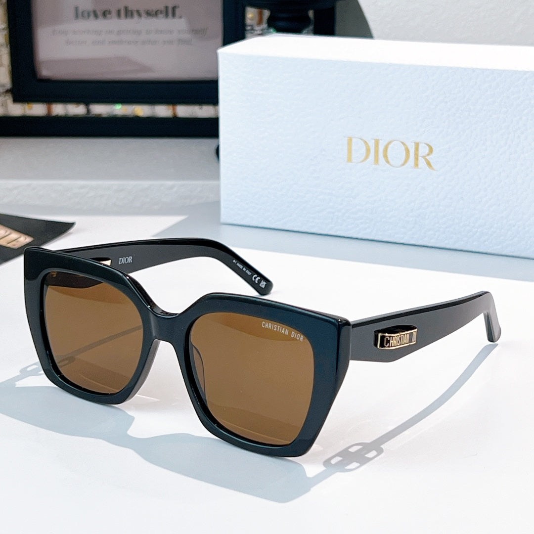 DIOR sunglasses with black oversized square frames and brown tinted lenses