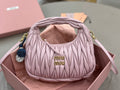 Lavender mini ruched handbag with gold-tone hardware and top handle