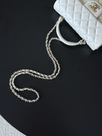 Chanel quilted white handbag with silver-tone chain strap