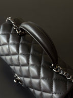 Chanel quilted leather mini bag corner with chain handle, black