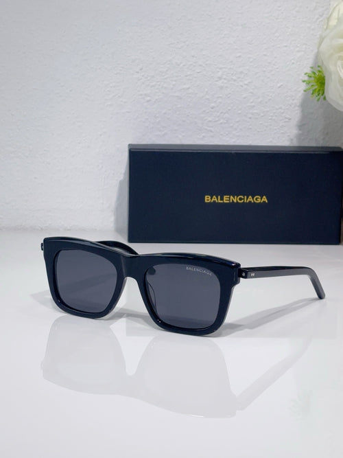 Balenciaga square sunglasses with dark navy frame and dark lenses