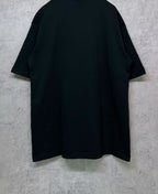 Black T-shirt back view, straight hem with short sleeves